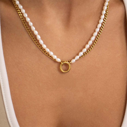 Freshwater Pearl Charm Holder Necklace