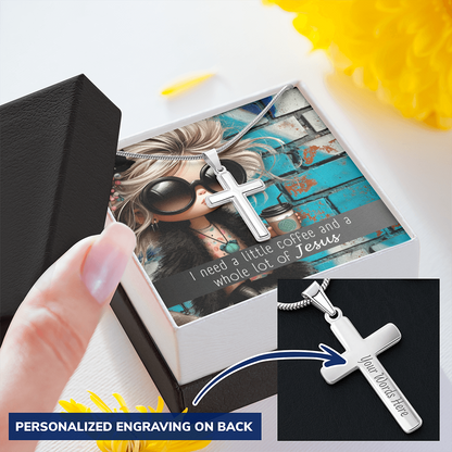 Christian Coffee Lover Cross Necklace