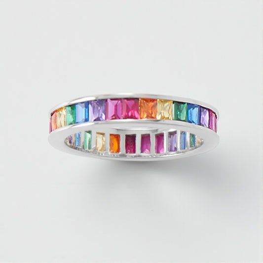 Rainbow CZ Eternity Ring