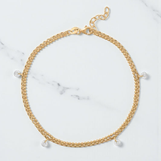 14 Karat Gold Plated Charm Anklet